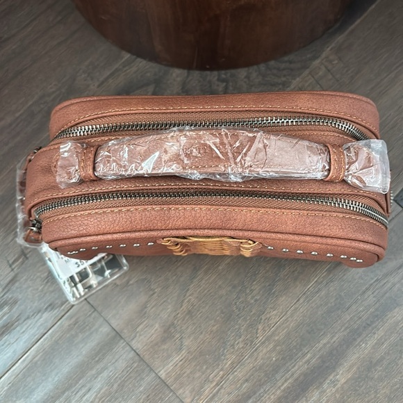 Trinity Ranch Cosmetic/toiletry case,double zipper handle top,braid suede, studs - Picture 2 of 10